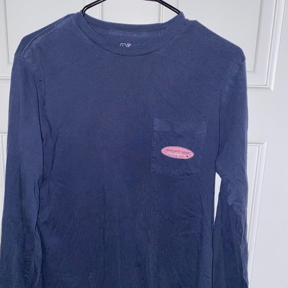 Vineyard Vines Long Sleeve T-Shirt Navy/Pink. Mens XS